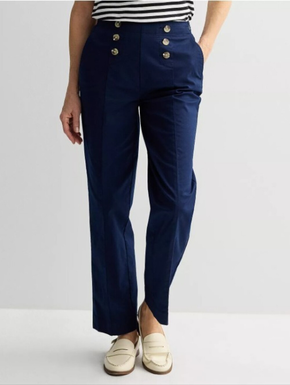 NWT Croft & Barrow Sailor Button Chino Pants Women's Size 6
